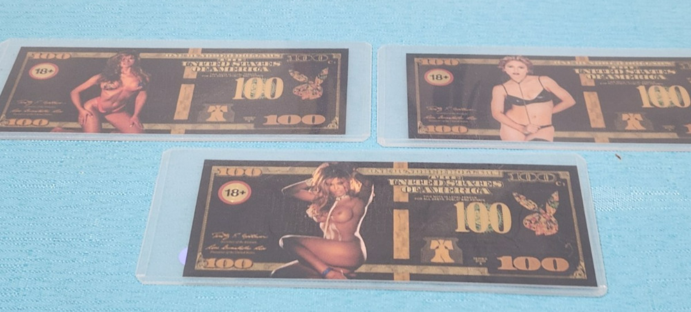 Vintage Playboy Novelty 100 Dollar Bills Number 69, 76, 85. Set of 3